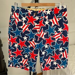 Loudmouth Red White Blue Star Pattern Shorts US Flag Men’s 30